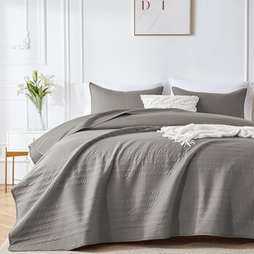 inron Queen Quilt Bedding Set,Soft Ultrasonic Full/Queen Quilt Set, Lightweight Olive Green Bedspread Queen Size,Cozy Geometric Coverlet Set for All Seasons(Includes 1 Quilt and 2 Pillow Shams) - Grand Goldman