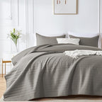 inron Queen Quilt Bedding Set,Soft Ultrasonic Full/Queen Quilt Set, Lightweight Olive Green Bedspread Queen Size,Cozy Geometric Coverlet Set for All Seasons(Includes 1 Quilt and 2 Pillow Shams) - Grand Goldman