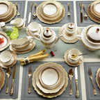karosa royal style golden luxury 98 pcs dinner sets bone china dinner set dinnerware sets - Grand Goldman