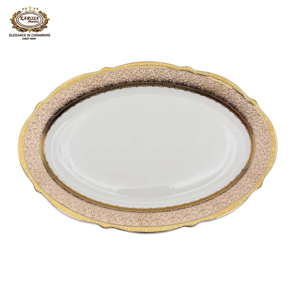 karosa royal style golden luxury 98 pcs dinner sets bone china dinner set dinnerware sets - Grand Goldman