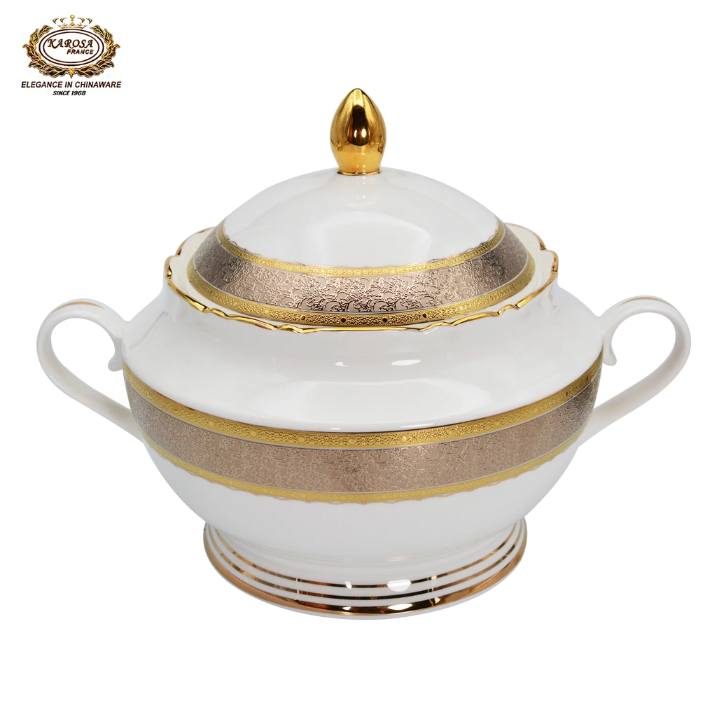 karosa royal style golden luxury 98 pcs dinner sets bone china dinner set dinnerware sets - Grand Goldman
