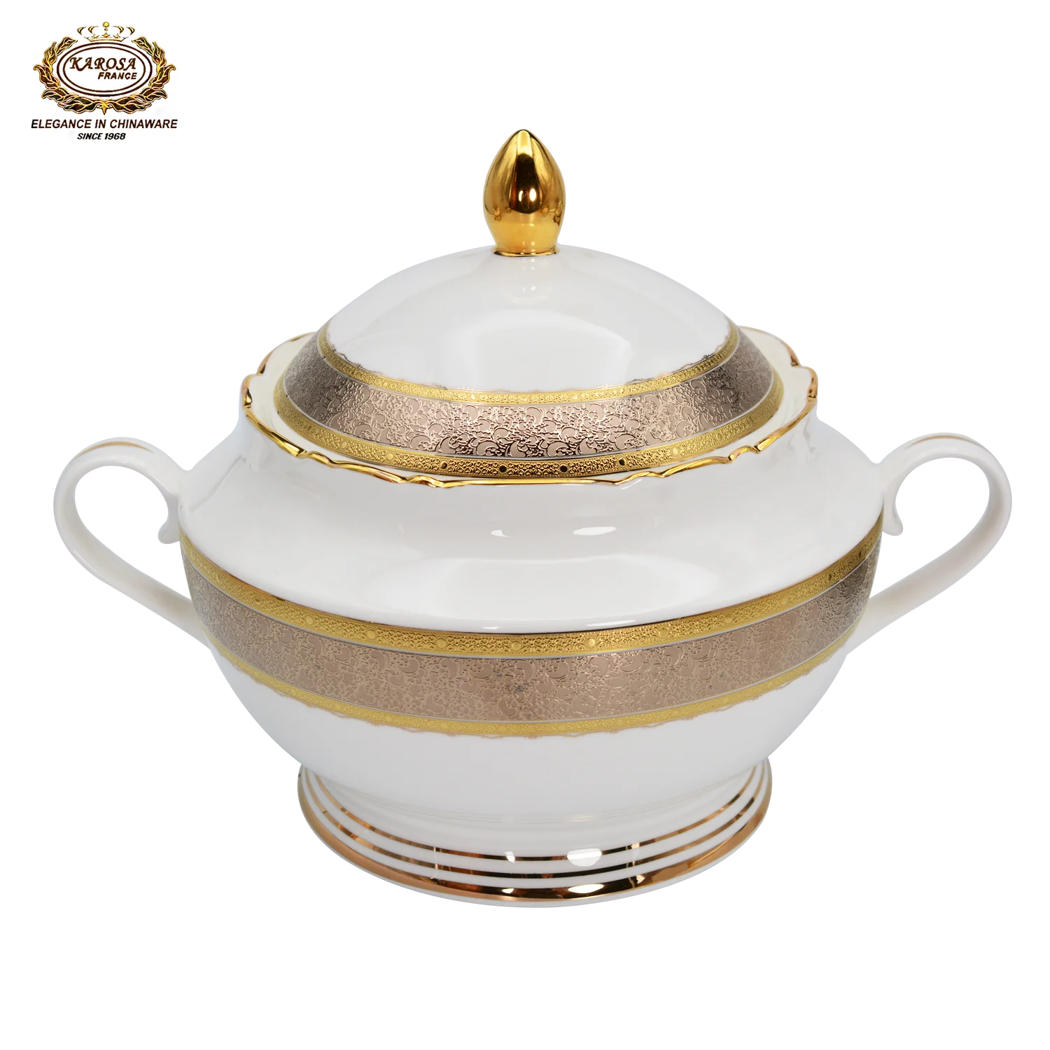 karosa royal style golden luxury 98 pcs dinner sets bone china dinner set dinnerware sets - Grand Goldman