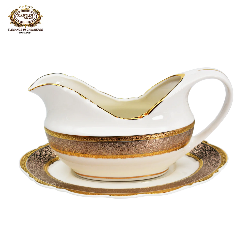 karosa royal style golden luxury 98 pcs dinner sets bone china dinner set dinnerware sets - Grand Goldman