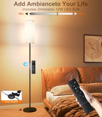 luckystyle LED Floor Lamp for Living Room, Dimmable Standing Lamps with Foot Switch,Remote Custom Color Temperature Black Pole Lamp with Lampshade,12W Led Bulb Tall Lamps for Office Kid Room Bedroom - Grand Goldman
