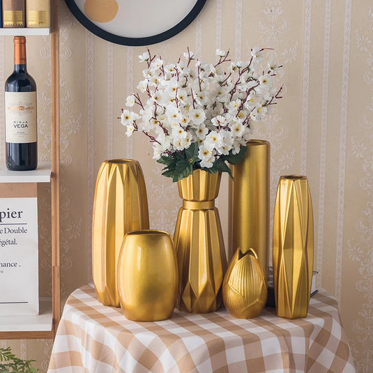 MULLER gylden keramik vase moderne design europæisk stil urtepotte bordpladedekoration