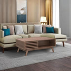 mopio Ensley Coffee Table, Mid Century Modern Table with Storage, Farmhouse Wood Coffee Table for Living Room Fluted (Walnut) - Grand Goldman