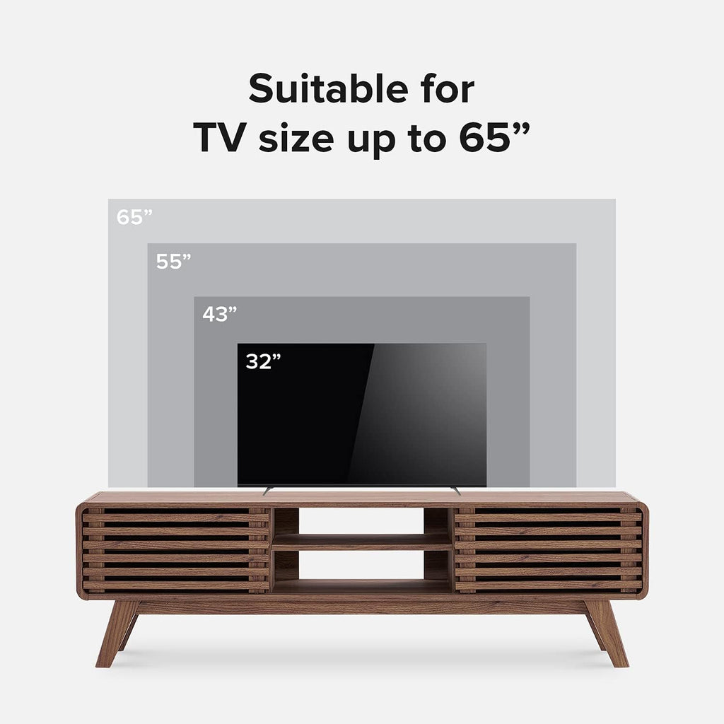 mopio Ensley TV Stand, Mid Century Modern TV Stand for 55/60/65 inch TV, Farmhouse TV Stand, Entertainment Center with Storage, TV and Media Consol for Living Room (Walnut, 59") - Grand Goldman