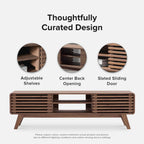 mopio Ensley TV Stand, Mid Century Modern TV Stand for 55/60/65 inch TV, Farmhouse TV Stand, Entertainment Center with Storage, TV and Media Consol for Living Room (Walnut, 59") - Grand Goldman