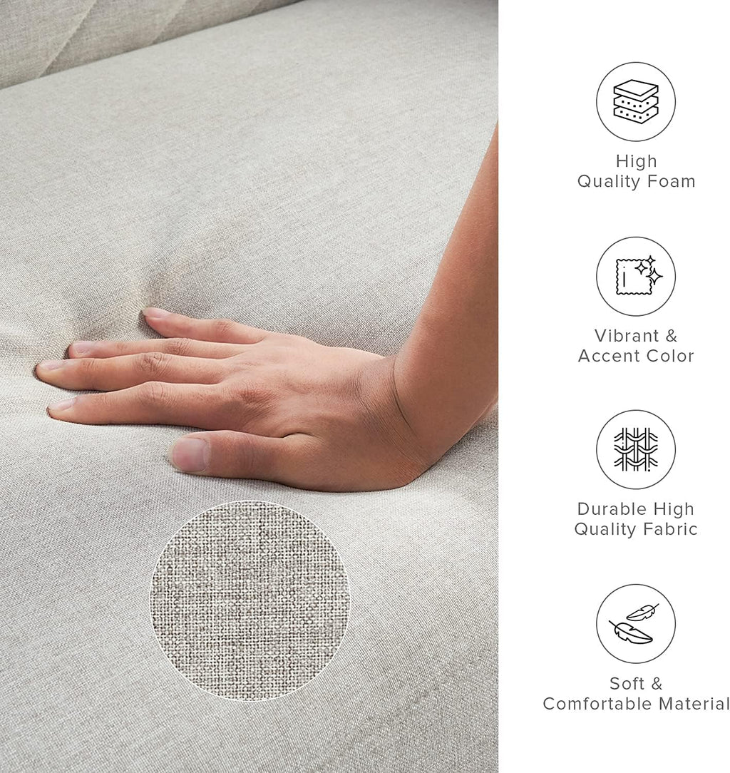 mopio Futon Sofa Bed, Couch, Small Sofa, Sleeper Sofa, Loveseat, Mid Century Modern Futon Couch, Sofa Cama, Couches for Living Room (Light Gray Fabric) - Grand Goldman