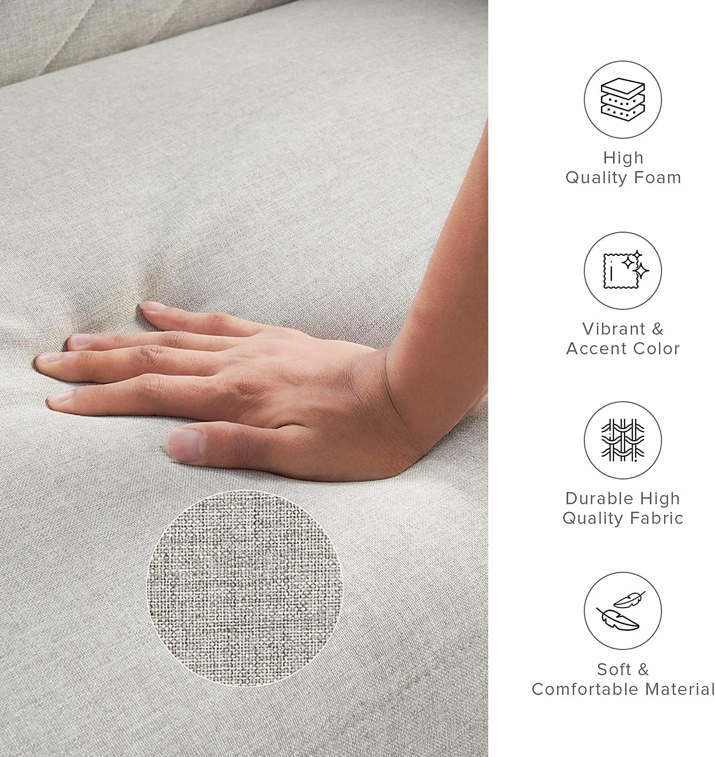 mopio Futon Sofa Bed, Couch, Small Sofa, Sleeper Sofa, Loveseat, Mid Century Modern Futon Couch, Sofa Cama, Couches for Living Room (Light Gray Fabric) - Grand Goldman