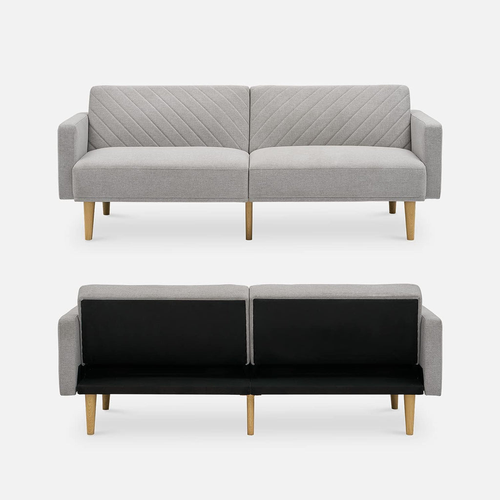 mopio Futon Sofa Bed, Couch, Small Sofa, Sleeper Sofa, Loveseat, Mid Century Modern Futon Couch, Sofa Cama, Couches for Living Room (Light Gray Fabric) - Grand Goldman