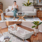 mopio Futon Sofa Bed, Couch, Small Sofa, Sleeper Sofa, Loveseat, Mid Century Modern Futon Couch, Sofa Cama, Couches for Living Room (Light Gray Fabric) - Grand Goldman