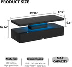 oneinmil Modern Stylish Coffee Table with 16 Colors LED Lights, Double-Layer Design for Living Room, Black - Grand Goldman