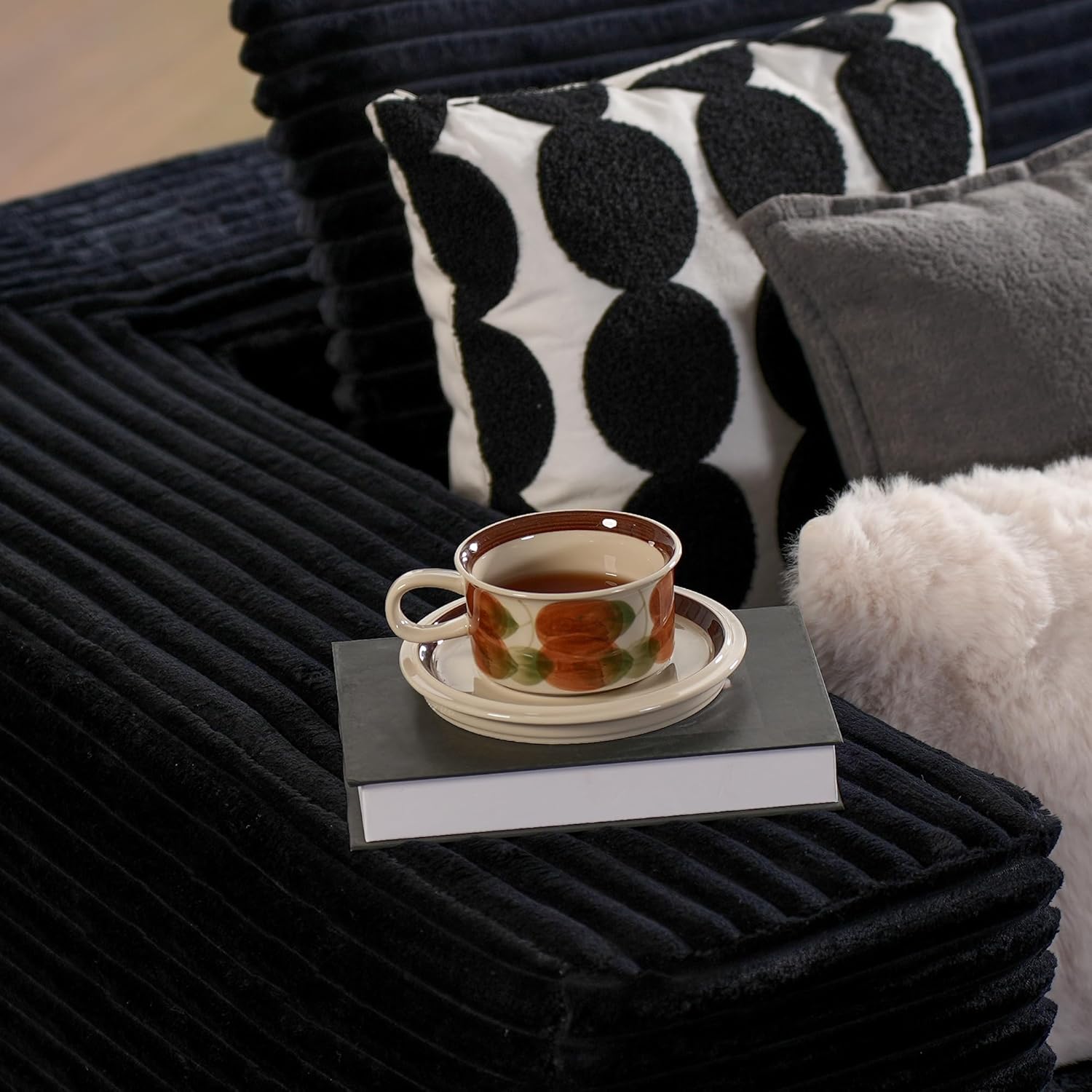 ovios 104" Cloud Sectional Couch with L-Shape Chaise,Modern Modular Sofa with Deep Seat, Upholstered Couches for Living Room Bedroom,No Assembly Required, Black (Plush Corduroy Fabric) - Grand Goldman