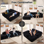 ovios 104" Cloud Sectional Couch with L-Shape Chaise,Modern Modular Sofa with Deep Seat, Upholstered Couches for Living Room Bedroom,No Assembly Required, Black (Plush Corduroy Fabric) - Grand Goldman