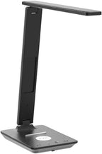 poukaran LED Desk Lamp with Wireless Charger, USB Charging Port, Table Lamp with Clock, Alarm, Date, Temperature, Desk Lamps for Home Office,Black - Grand Goldman