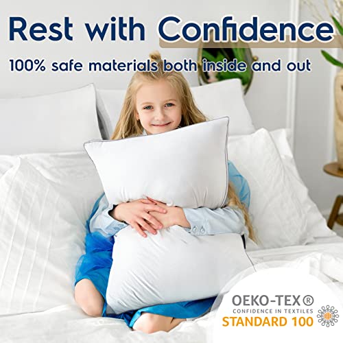 viewstar Pillows Queen Size Set of 2, Bed Pillows for Sleeping, Queen Pillows 2 Pack for Back, Stomach or Side Sleepers, Fluffy Pillows for Bed with Down Alternative, Machine Washable, 20" x 30" - Grand Goldman