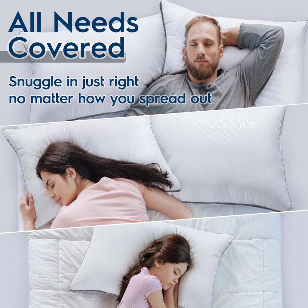 viewstar Pillows Queen Size Set of 2, Bed Pillows for Sleeping, Queen Pillows 2 Pack for Back, Stomach or Side Sleepers, Fluffy Pillows for Bed with Down Alternative, Machine Washable, 20" x 30" - Grand Goldman