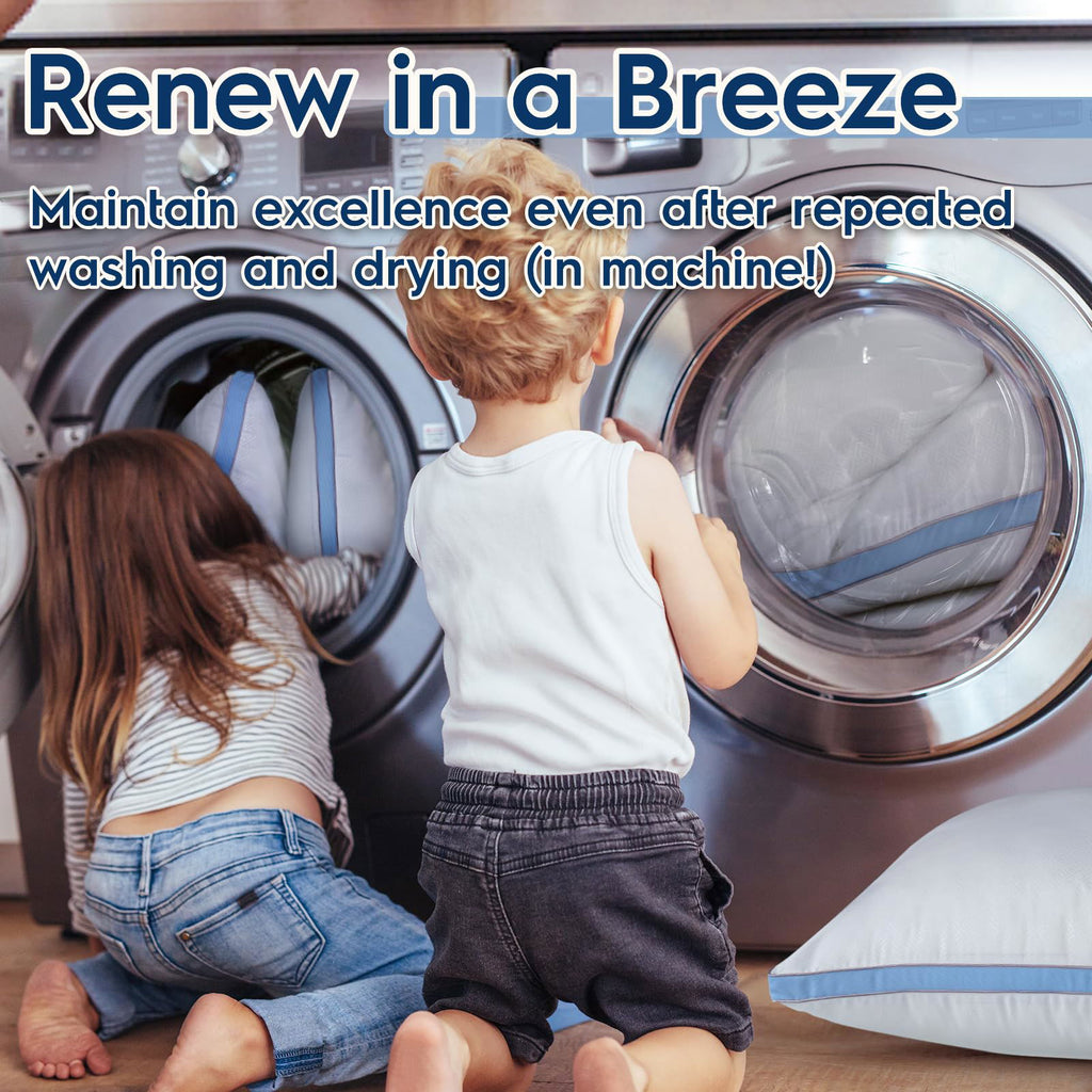 viewstar Pillows Queen Size Set of 2, Bed Pillows for Sleeping, Queen Pillows 2 Pack for Back, Stomach or Side Sleepers, Fluffy Pillows for Bed with Down Alternative, Machine Washable, 20" x 30" - Grand Goldman