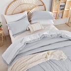 weigelia Queen Comforter Set Boho Bed 7PC Oatmeal Comforter Soft All Season Microfiber Comforter with Fitted Sheets, Flat Sheets, Pillow Shams, and Pillowcases - Grand Goldman