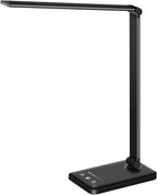 white crown LED Desk Lamp Dimmable Table Lamp Reading Lamp with USB Charging Port, 5 Lighting Modes, Sensitive Control, 30/60 Minutes Timer (White) - Grand Goldman