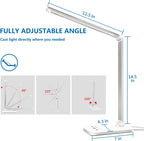 white crown LED Desk Lamp Dimmable Table Lamp Reading Lamp with USB Charging Port, 5 Lighting Modes, Sensitive Control, 30/60 Minutes Timer (White) - Grand Goldman