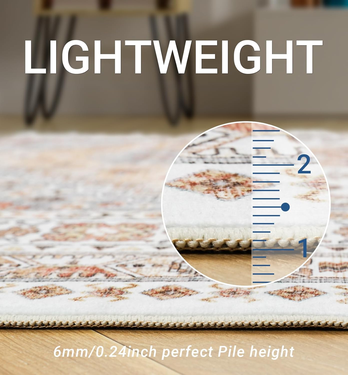 zesthome 8x10 Area Rugs for Living Room,Non-Slip Backing Washable Rugs,Vintage Large Area Rug，Stain Resistant Home Decor Rug (Orange,8'x10') - Grand Goldman